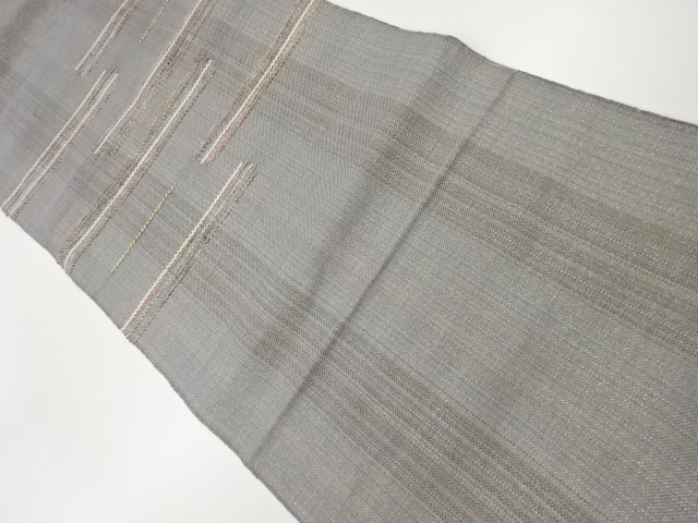 紐通し金通し横縞模様織出し名古屋帯